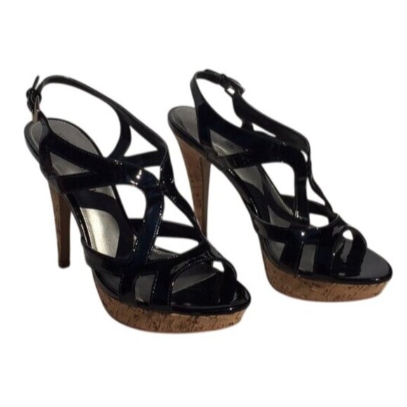 Audrey Brooke Womens Patent Leather Cork Platform Heels Size 8 - Picture 1 of 6